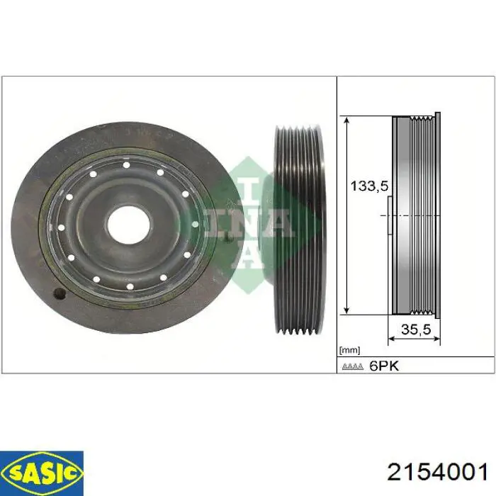 Шків колінвала 2154001 Sasic