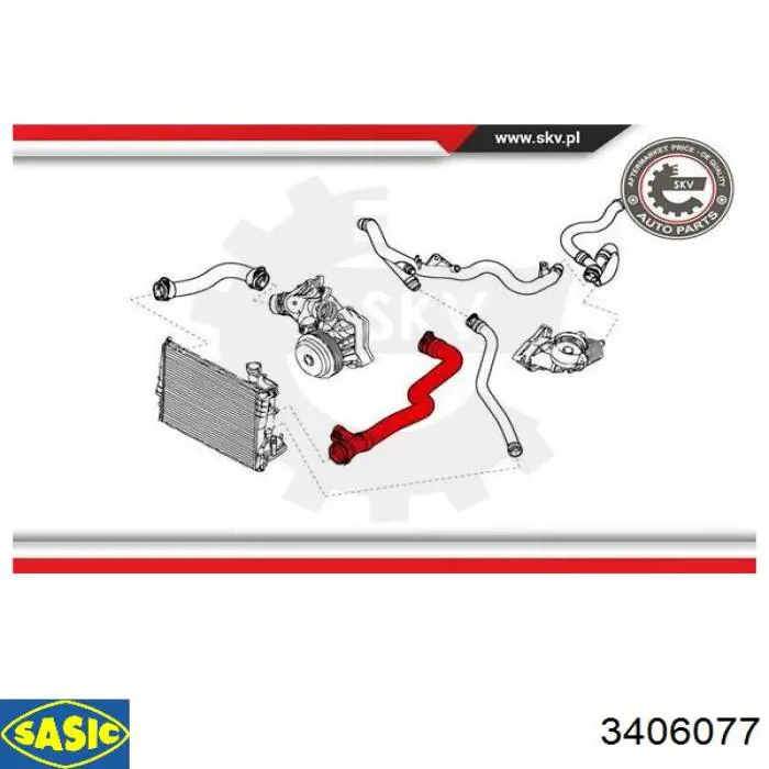 Купити 3406077 Sasic Шланг/патрубок радіатора охолодження, верхній