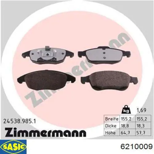 Гальмівні колодки Sasic 6210009 ціна, від 20.08 USD