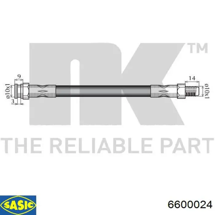 Шланг гальмівний задній 6600024 Sasic