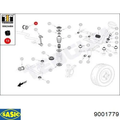 Купити 9001779 Sasic Подушка стабілізатора передня