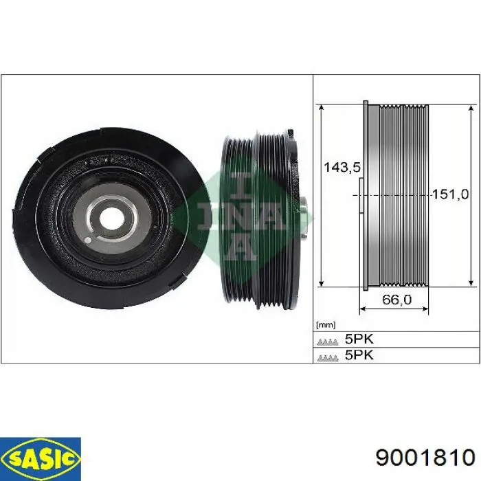 Шків колінвала (демпфер ) Sasic 9001810 ціна, від 103.57 USD