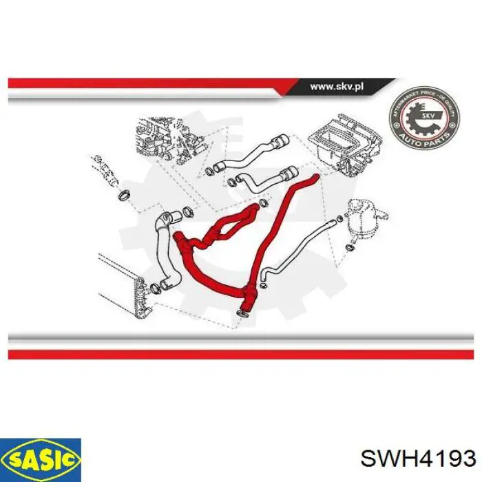 Шланг/патрубок радіатора охолодження, нижній SWH4193 Sasic