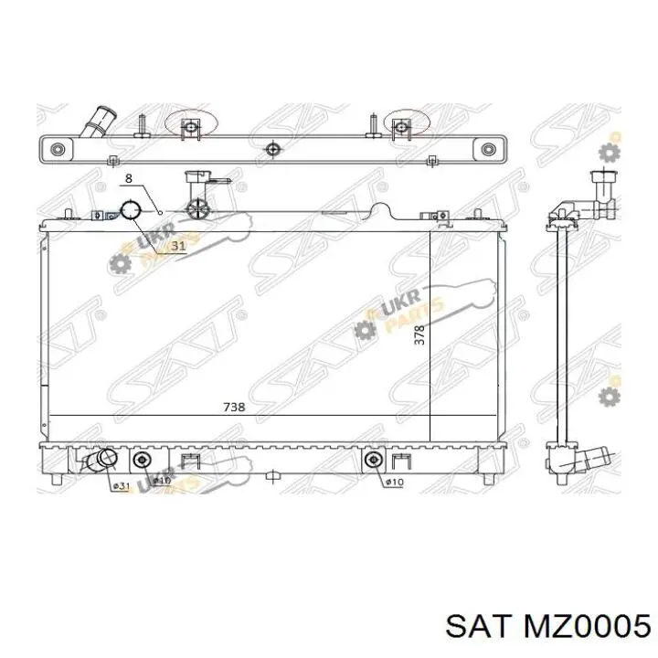 Радіатор охолодження двигуна MZ0005 SAT