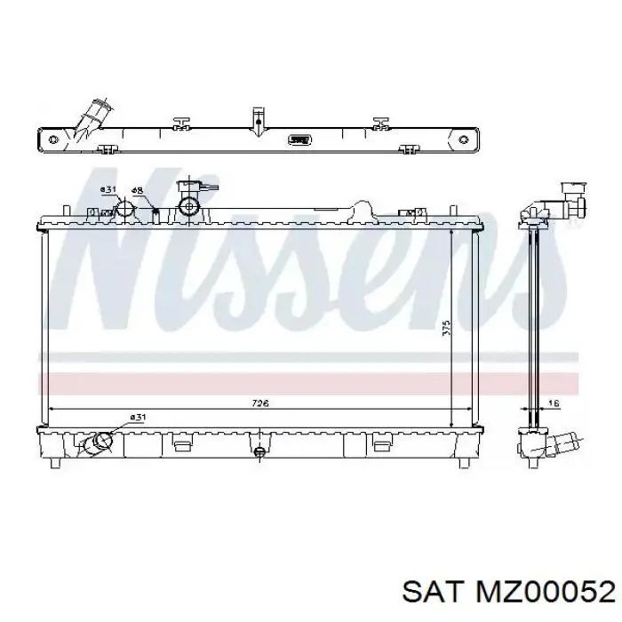 Радіатор охолодження двигуна MZ00052 SAT