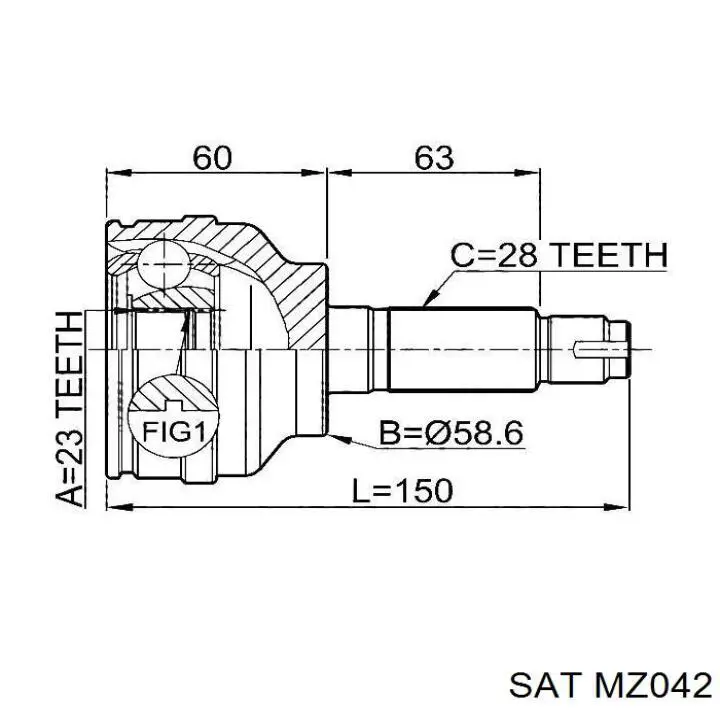 ШРУС зовнішній передній GI367 Japan Parts
