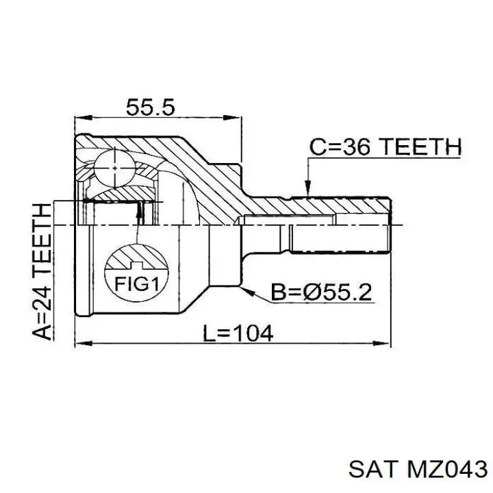 ШРУС зовнішній передній MZ043 SAT