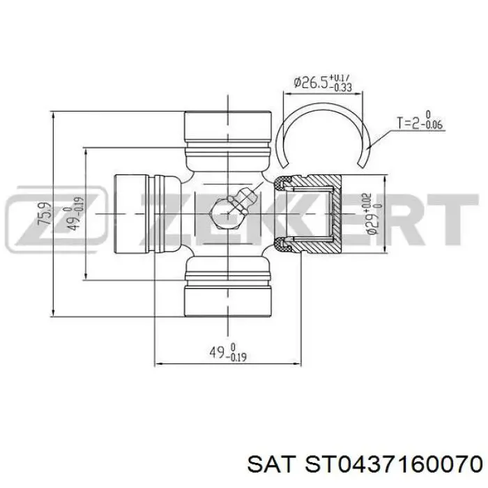 Хрестовина карданного валу ST0437160070 SAT