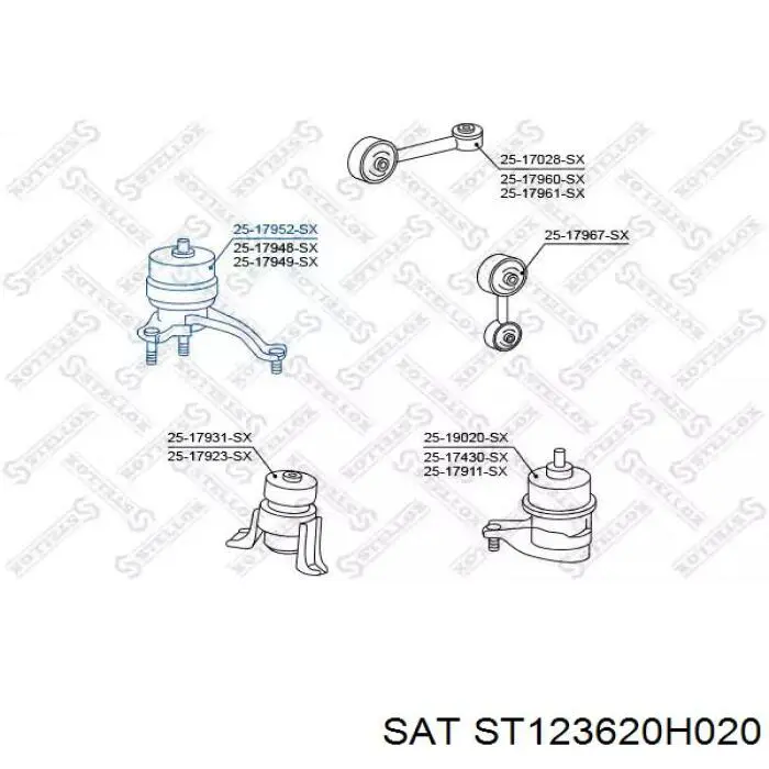 ST123620H020 SAT подушка (опора двигуна, права)