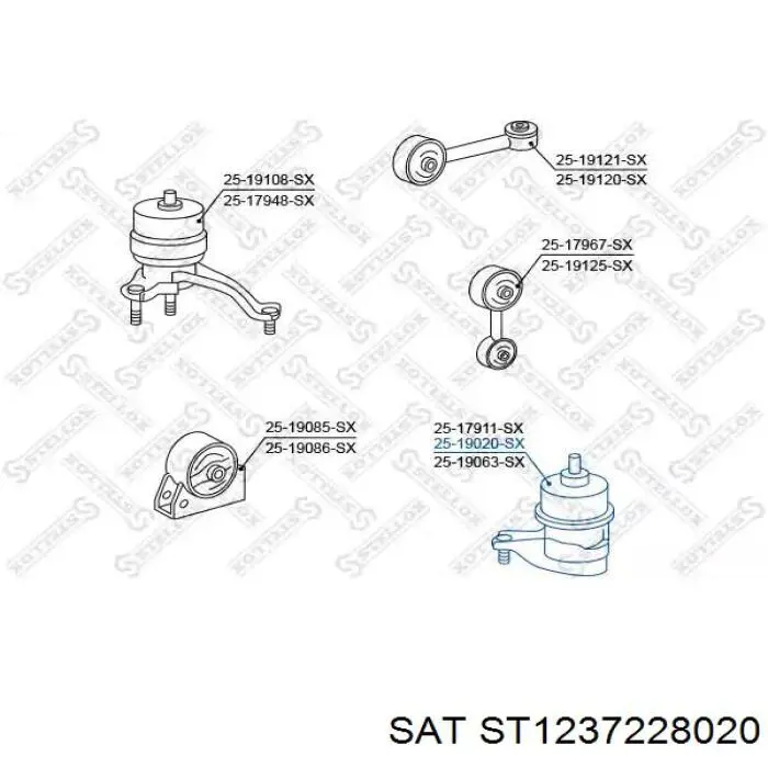Подушка (опора) двигуна, ліва ST1237228020 SAT