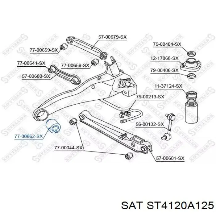 Сайлентблок заднього поздовжнього важеля, передній ST4120A125 SAT