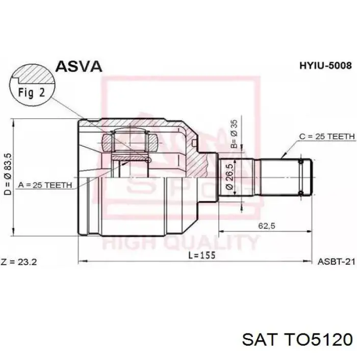 Піввісь (привід) передня TO5120 SAT