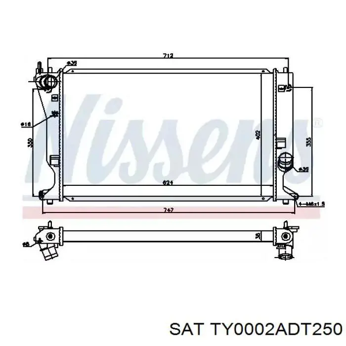 Радіатор охолодження двигуна TY0002ADT250 SAT