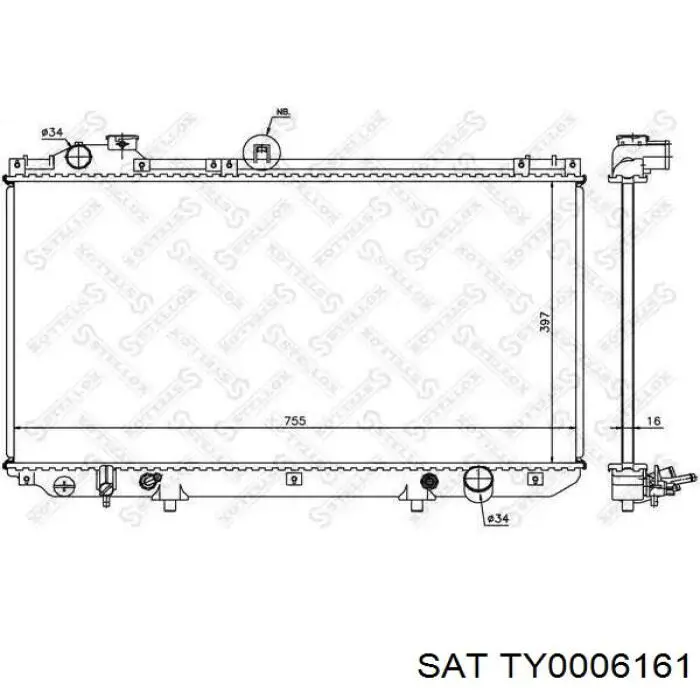 TY0006161 SAT Радіатор охолодження двигуна