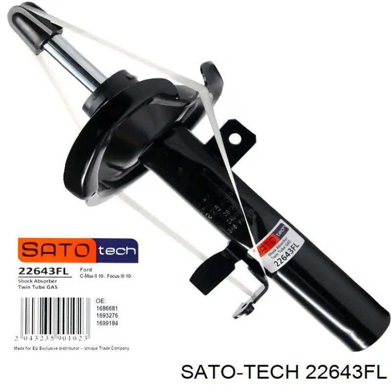 Амортизатор передньої підвіски, лівий Sato Tech 22643FL ціна, від 40.65 USD