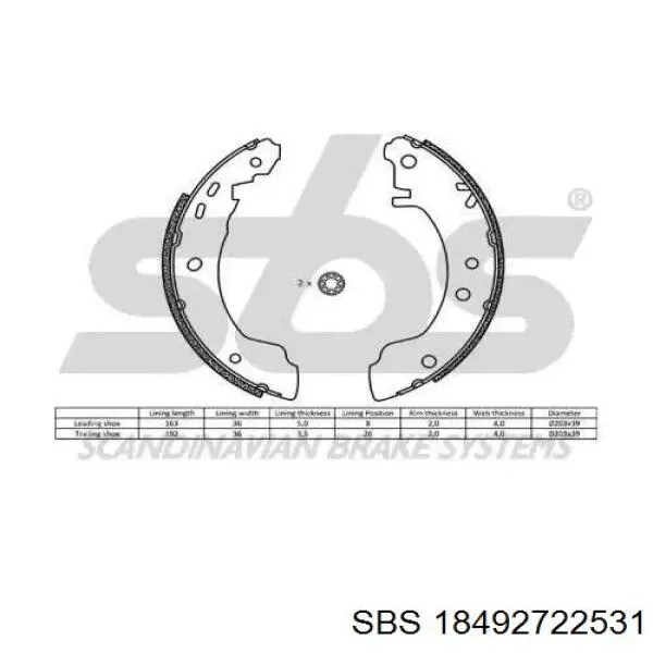 Колодки гальмові задні, барабанні 18492722531 SBS