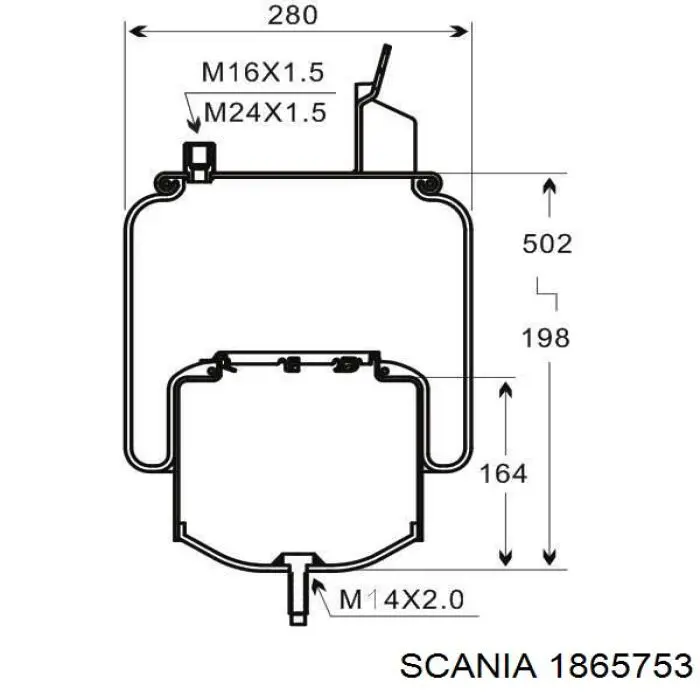 Пневмоподушка/Пневморессора моста переднього Scania 1865753 ціна, від 76.50 USD