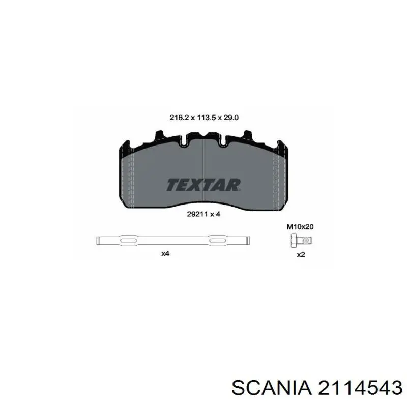 2114543 Scania Колодки гальмівні задні, дискові