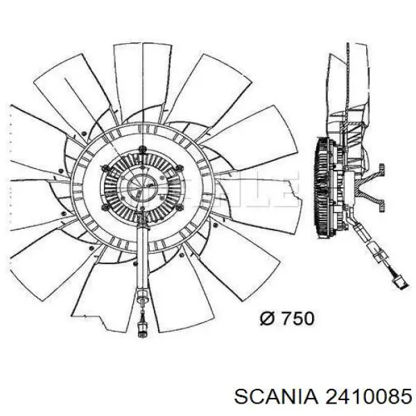 Вентилятор/крильчатка радіатора охолодження 2410085 Scania