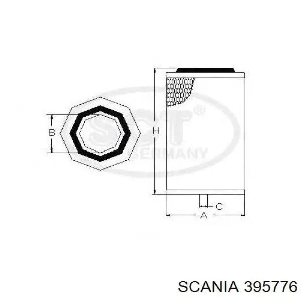 Повітряний фільтр 395776 Scania