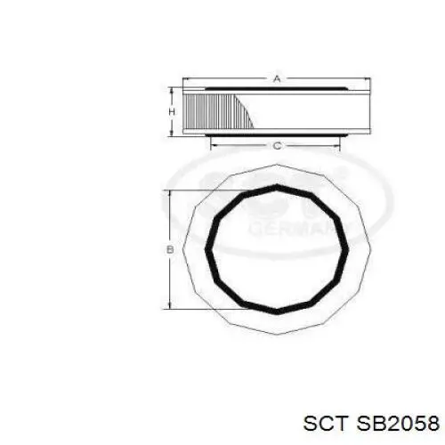 SB2058 SCT Повітряний фільтр двигуна