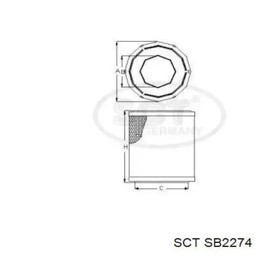 SB2274 SCT Повітряний фільтр двигуна