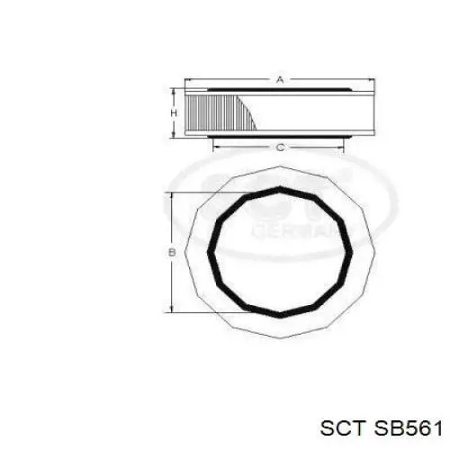 Фільтр повітряний SB561 SCT