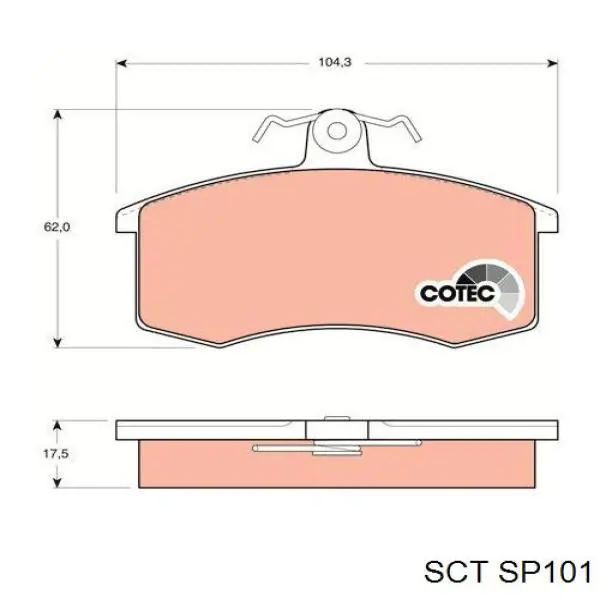 SP101 SCT колодки гальмівні передні, дискові