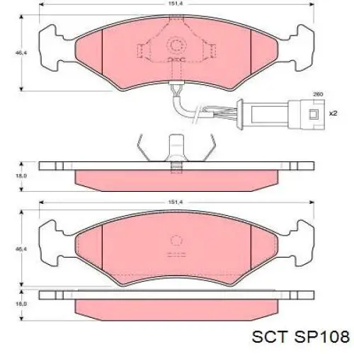 SP108 SCT колодки гальмівні передні, дискові