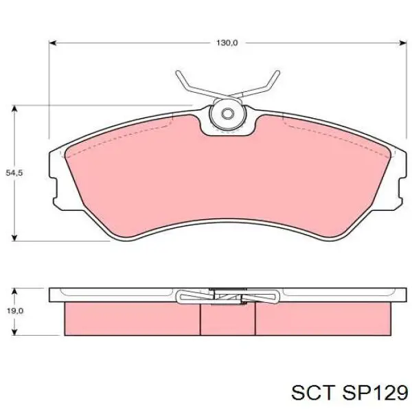Купити SP129 SCT Колодки гальмівні передні, дискові