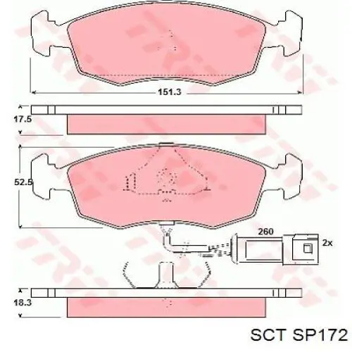 Передні тормозні колодки SP172 SCT