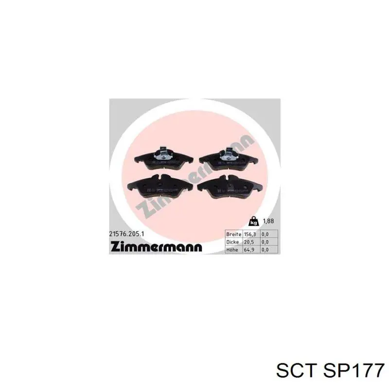 Гальмівні колодки SCT SP177 ціна, від 19.65 USD