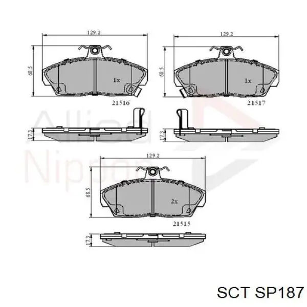 SP187 SCT колодки гальмівні передні, дискові