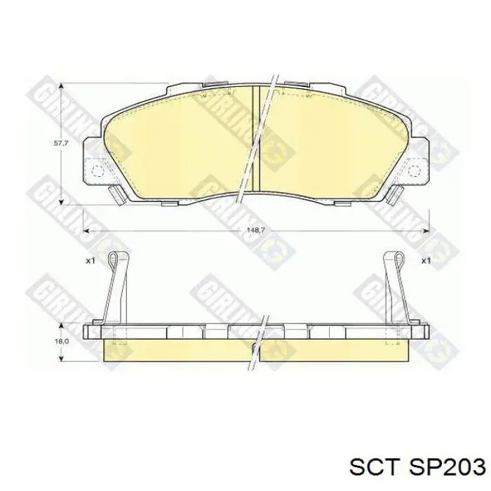 SP203 SCT Передні гальмівні колодки