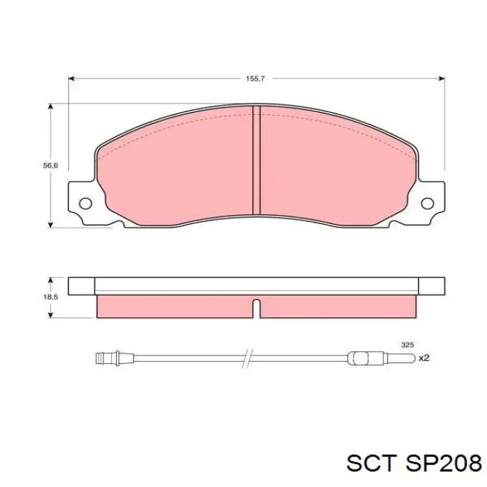 SP208 SCT колодки гальмівні передні, дискові