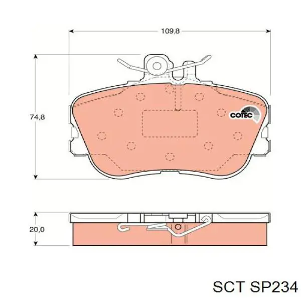 SP234 SCT Передні гальмівні колодки