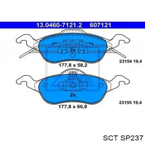 Купити SP237 SCT Колодки гальмівні передні, дискові