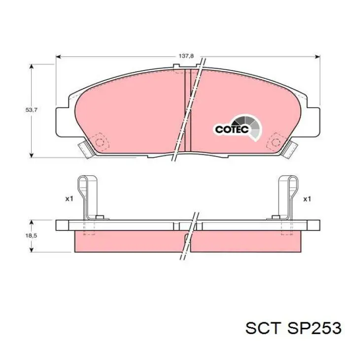 Колодки гальмівні передні, дискові SP253 SCT