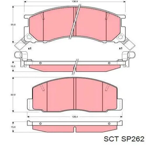 Колодки гальмівні передні, дискові SP262 SCT