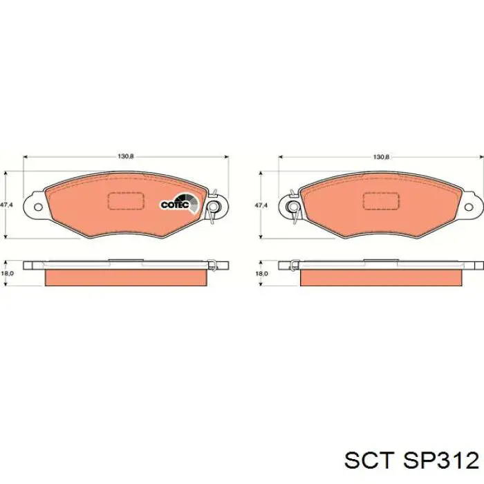 Купити SP312 SCT Колодки гальмівні передні, дискові