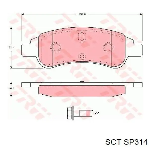 Передні тормозні колодки 5SP1327 Samko
