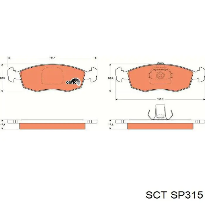SP315 SCT Передні гальмівні колодки