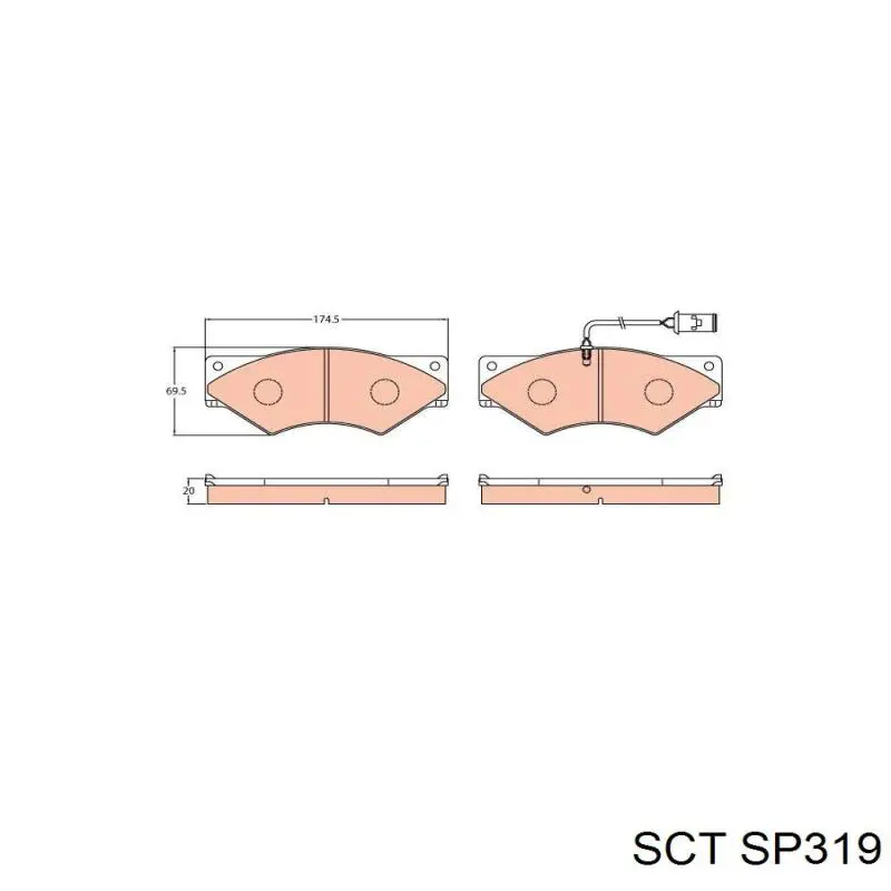 SP319 SCT колодки гальмівні передні, дискові