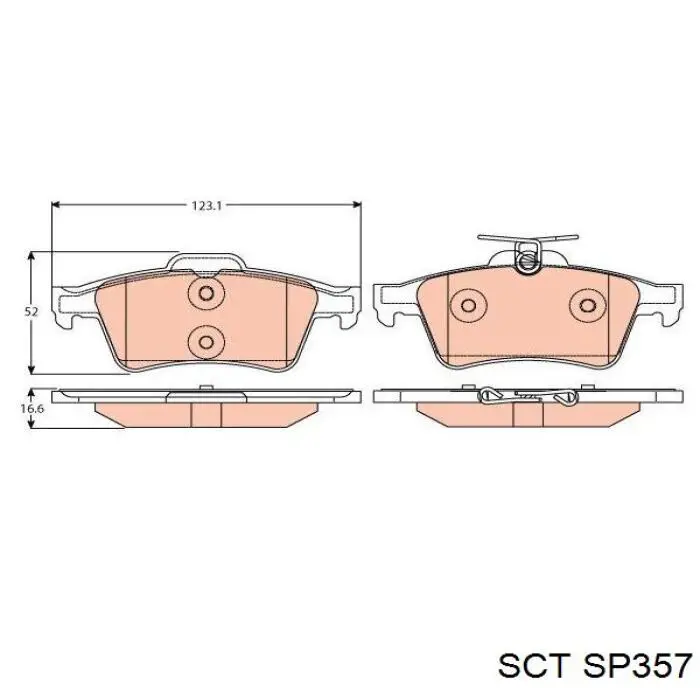 Задні гальмівні колодки SP357 SCT