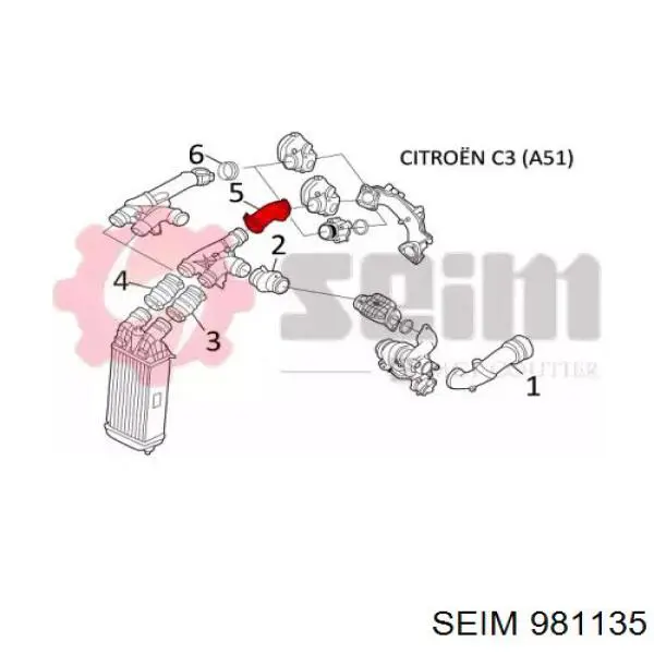 Шланг/патрубок інтеркулера, лівий 981135 Seim