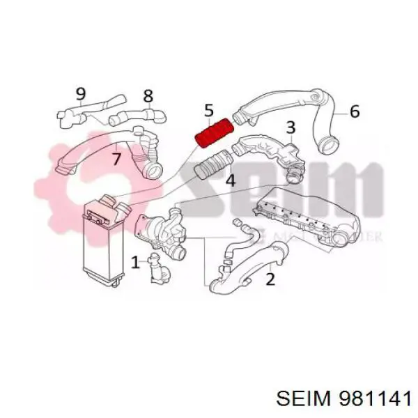 Шланг/патрубок інтеркулера, правий Peugeot 308 (4A, 4C) (Пежо 308)