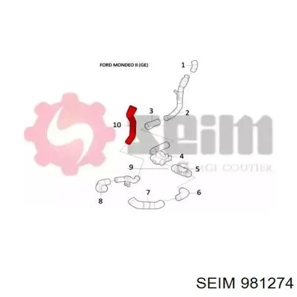 Шланг/патрубок интеркуллера, верхній правий 981274 Seim