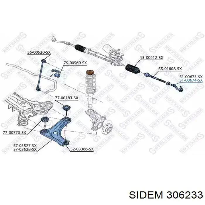 Пильник рейки Sidem 306233