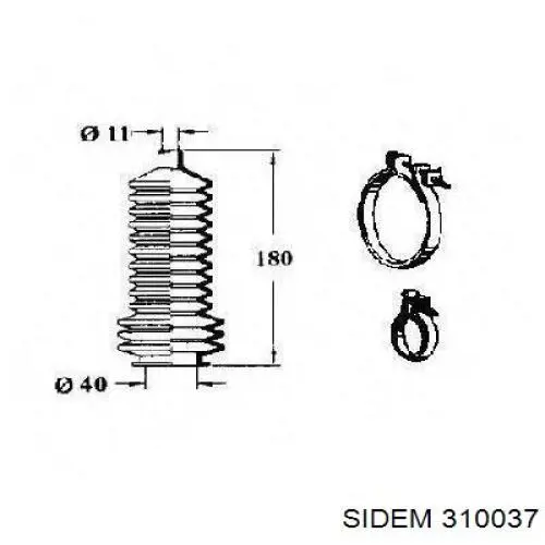 Пильник рульової рейки лівий Sidem 310037