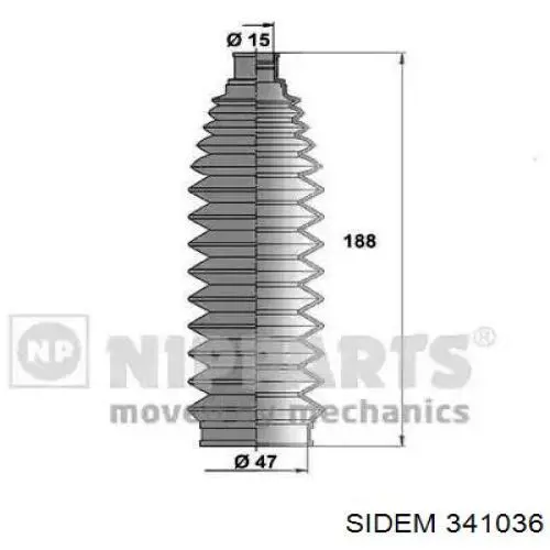 341036 Sidem пильник рульового механізму/рейки